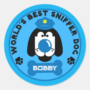 Sticker Rond Meilleur Chien Sniffer Police du monde