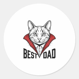 Sticker Rond Meilleur design de gravure vintage de chat vampire
