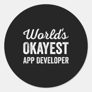 Sticker Rond Meilleur développeur d'applications au monde drôle