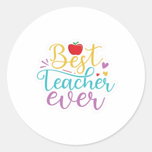 Sticker Rond Meilleur enseignant jamais (Devant)