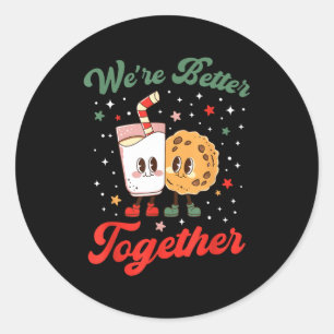 Sticker Rond Meilleur ensemble rétro couple assorti Noël