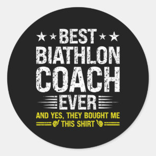 Sticker Rond Meilleur entraîneur de biathlon Ever Funny entraîn