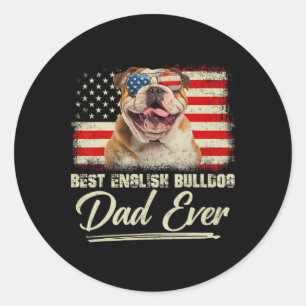Sticker Rond Meilleur Français Bulldog Papa Jamais Papa Usa Dra