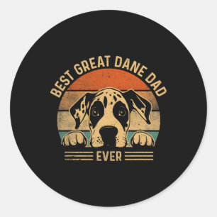 Sticker Rond Meilleur Grand Dane Papa Jamais Rétro Fur Papa Pou