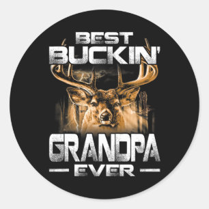 Sticker Rond Meilleur Grand-Père jamais de Buckin Chasse aux Ce