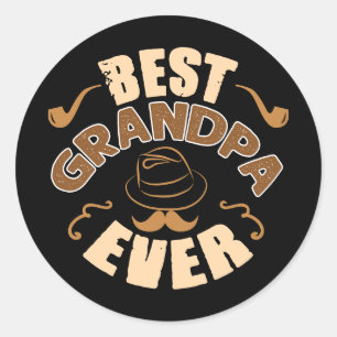 Sticker Rond Meilleur grand-père jamais - Illustration Casquett