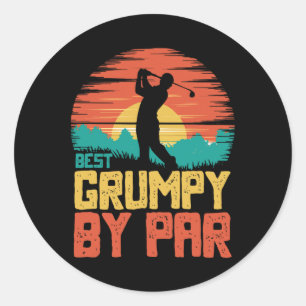 Sticker Rond Meilleur Grincheux Par Golf Golf Golfeur Drôle