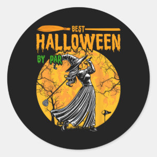 Sticker Rond Meilleur Halloween par sorcière de golf