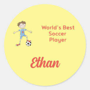 Sticker Rond Meilleur joueur de football du monde Personnalisé