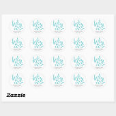 Sticker Rond MEILLEUR JOUR Jour de mariage | TURQUOISE (Feuille)