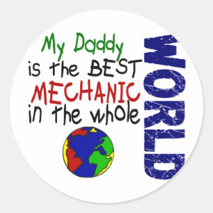 Sticker Rond Meilleur Mécanique Dans Le Monde 2 (Papa)