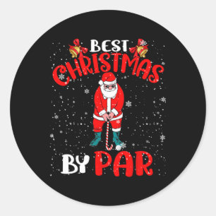 Sticker Rond Meilleur Noël par par Funny Noël Santa Golf P