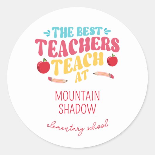 Sticker Rond Meilleur nom de l'école des enseignants (Devant)