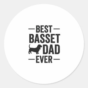 Sticker Rond Meilleur papa basset de tous les temps chemise de
