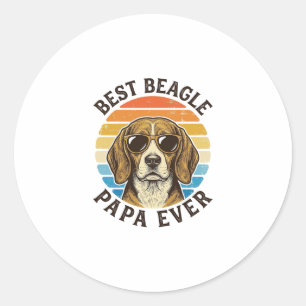 Sticker Rond Meilleur Papa Beagle Vintage Design de T-shirt pou