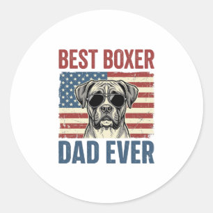 Sticker Rond Meilleur Papa Boxer de Toujours Vintage Chien