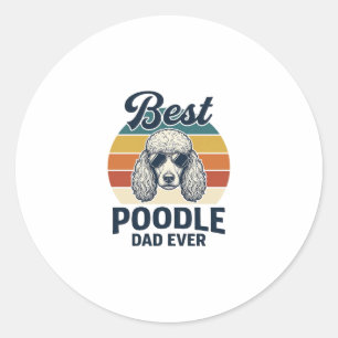 Sticker Rond Meilleur Papa Caniche Ever Vintage Shirt de Chien 