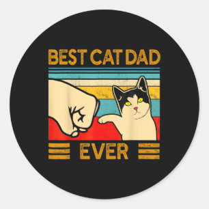 Sticker Rond Meilleur Papa Chat du Monde Cadeau Fête des Pères