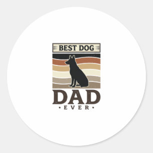 Sticker Rond Meilleur papa chien de tous les temps Design vinta