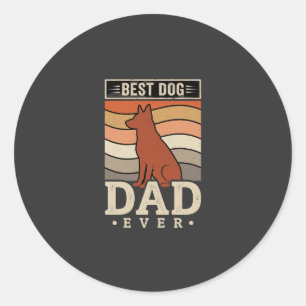 Sticker Rond Meilleur papa chien de tous les temps silhouette r