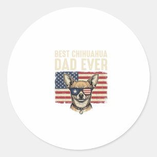 Sticker Rond Meilleur papa Chihuahua de tous les temps Vintage