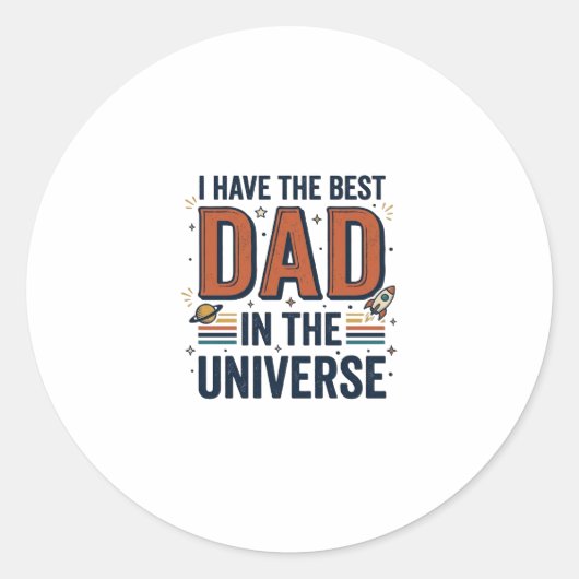 Sticker Rond Meilleur papa de l'univers conception vectorielle (Devant)