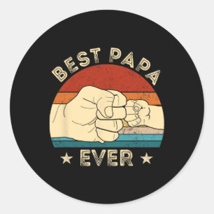 Sticker Rond Meilleur Papa De Toujours Poing Vintage Drôle Papy