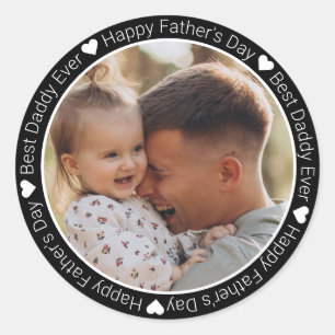 Sticker Rond meilleur papa de tous les temps, heureux photo de