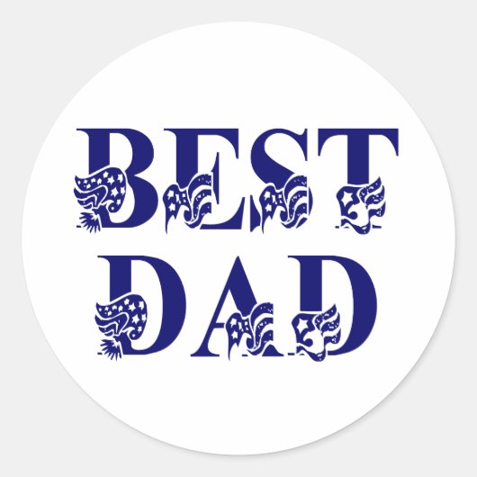 Sticker Rond Meilleur papa, Drapeau bleu Texte (Devant)