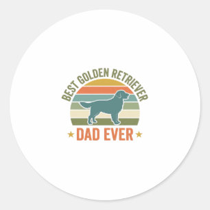 Sticker Rond Meilleur Papa Golden Retriever Vintage T-Shirt Chi