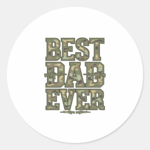 Sticker Rond Meilleur Papa Jamais Camo Design de Gravure Vintag