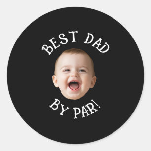 Sticker Rond Meilleur Papa Par Nouveau Bébé Visage Personnalisé