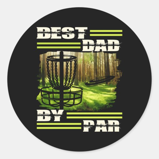 Sticker Rond Meilleur Papa Par Par Disc Golf Papa Pour Fête des (Devant)