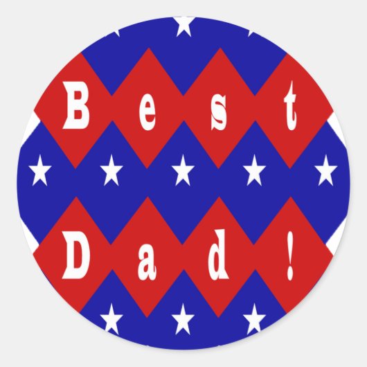 Sticker Rond Meilleur papa Stars & Diamonds Typographie Rouge & (Devant)