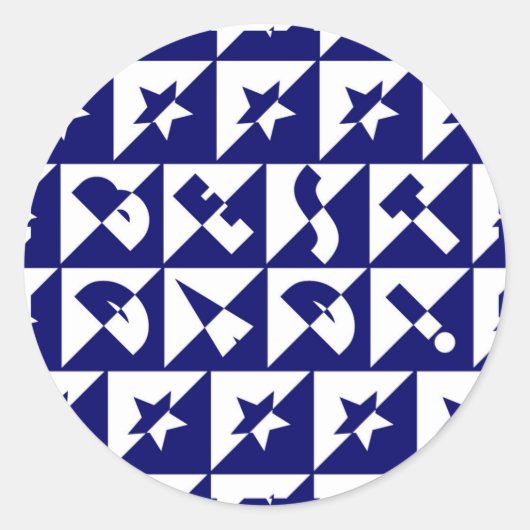 Sticker Rond Meilleur papa Wild Texte Motif & Étoiles Bleu & Bl (Devant)