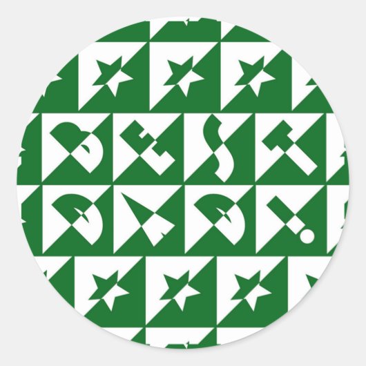 Sticker Rond Meilleur papa Wild Texte Motif & Étoiles Vert & Bl (Devant)