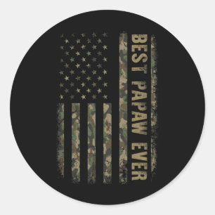 Sticker Rond Meilleur Papaw jamais Camouflage Drapeau américain