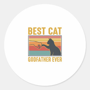 Sticker Rond Meilleur Parrain de Chat Vintage Design Vectoriel 