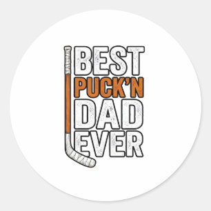 Sticker Rond Meilleur père de hockey Puck'n Papa Vector Design_