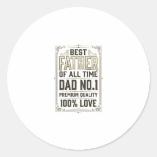 Sticker Rond Meilleur Père Gravure Vintage Chemise Typographiqu