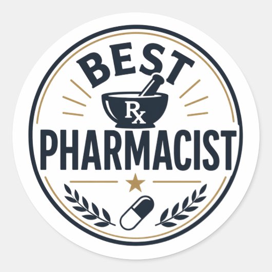 Sticker Rond Meilleur Pharmacien (Devant)