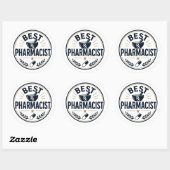 Sticker Rond Meilleur Pharmacien (Feuille)