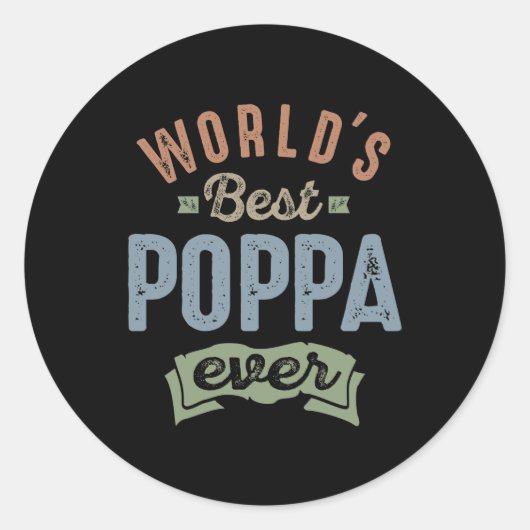 Sticker Rond Meilleur Poppa du monde (Devant)