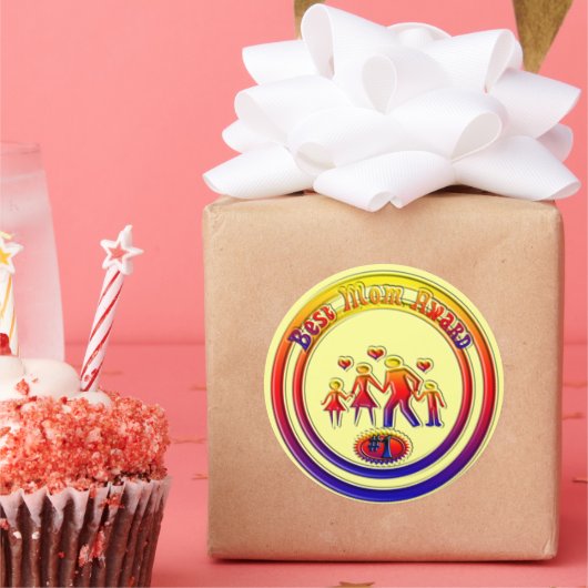 Sticker Rond Meilleur prix de maman Rainbow Family (Fête)