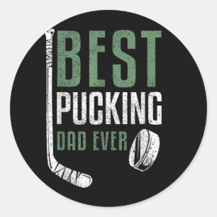 Sticker Rond Meilleur Pucking Papa Jamais Hockey Papa Père Gran