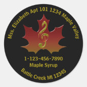 Sticker Rond Meilleur sirop d'érable Feuille rouge en automne H (Devant)