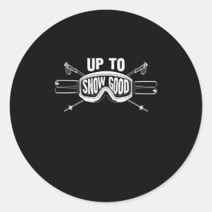 Sticker Rond Meilleur Ski De Snowboard Cadeau Jusqu'À La Neige