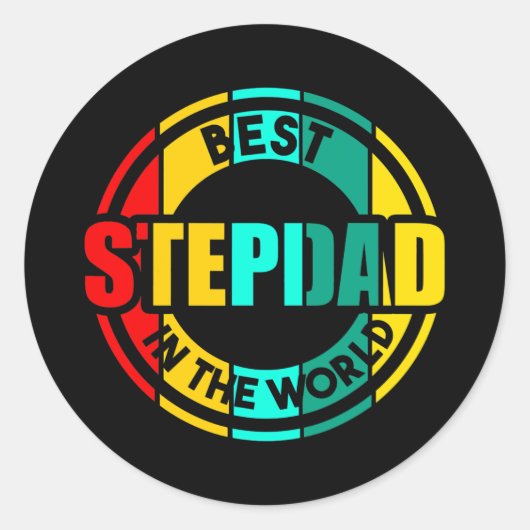 Sticker Rond Meilleur stepdad dans le monde bonus papa (Devant)