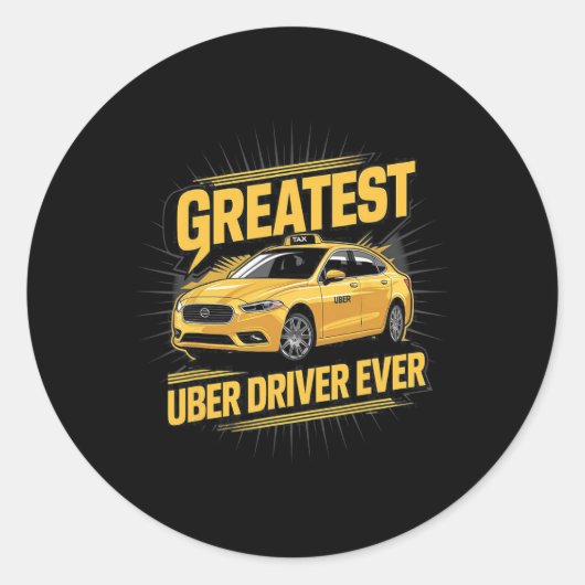 Sticker Rond Meilleur Uber Driver Jamais Uber Driver Funny 1 (Devant)