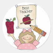 Sticker Rond Meilleure enseignante (Devant)
